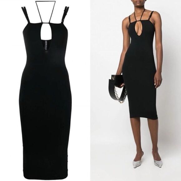 ANDREĀDAMO Cut Out Dress Black Dress Women’s Size L/XL Sexy Seamless - Picture 1 of 12